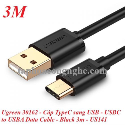 Ugreen 30162 3M màu đen Dây USB 2.0 sang Type-C truyền dữ liệu và sạc US141 30030162